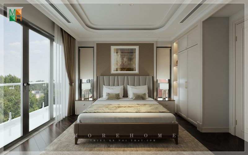 Phòng ngủ nhà phố, biệt thự nội thất thiết kế với phong cách hiện đại đơn giản không cầu kì vẫn toát lên vẻ đẹp sang trọng tiện nghi, không gian sống thoải mái đáng mơ ước.